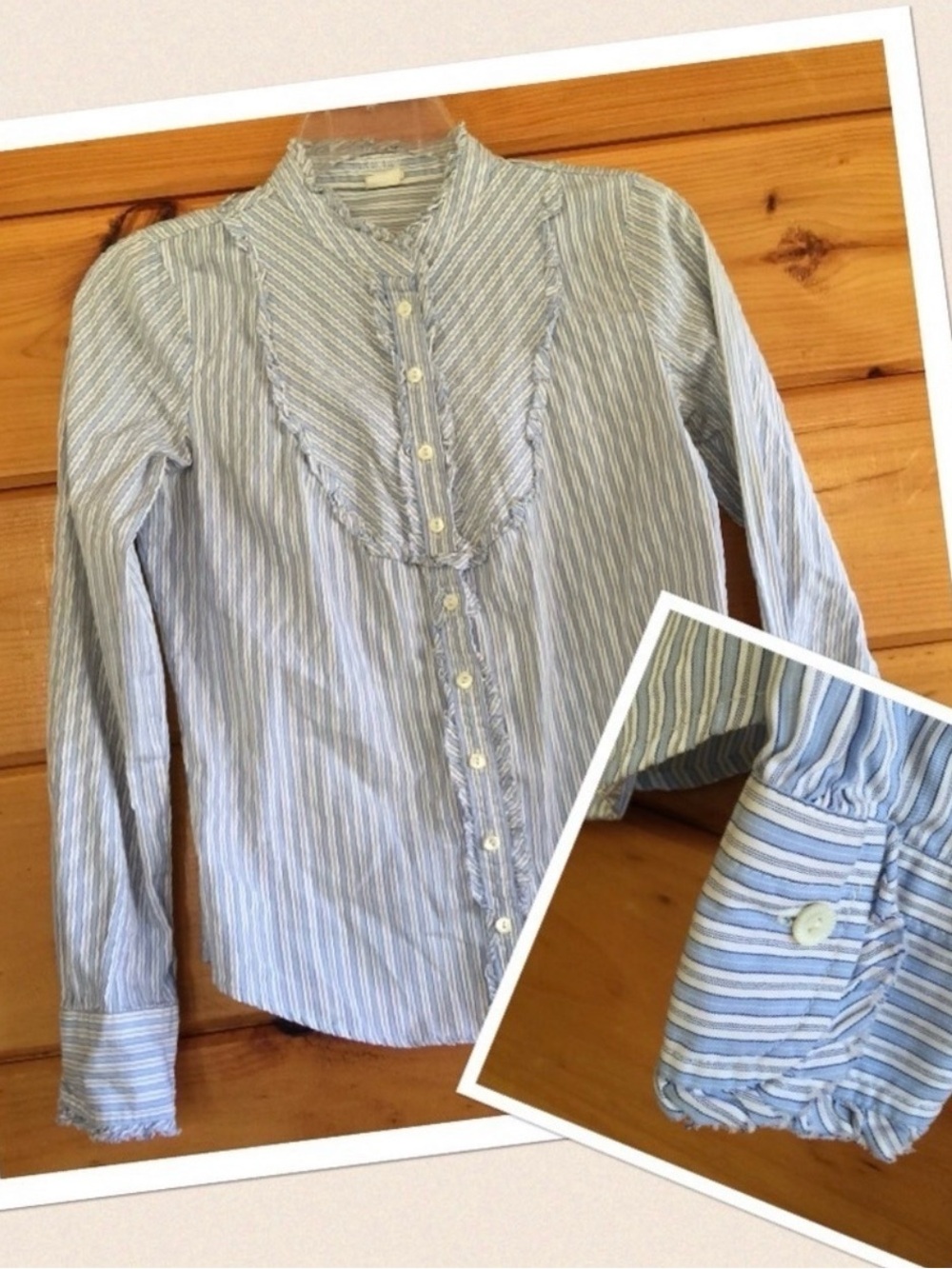 J Crew Shirt Womens Victorian Style Button Down Stripped Blouse Long Sleeve 2